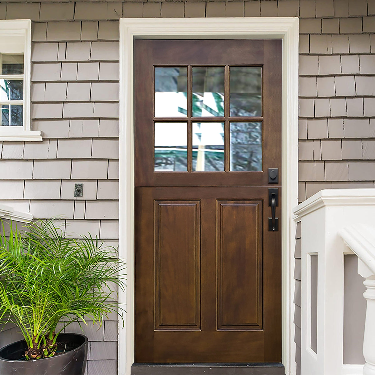 Creative Entryways Wood Craftsman Dutch Front Door with Clear Glass - 36" x 80"