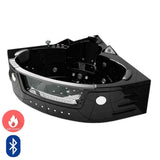Majestic with Heater and Bluetooth 59 in. Acrylic Center Drain Corner Alcove Whirlpool Bathtub in Black - Super Arbor