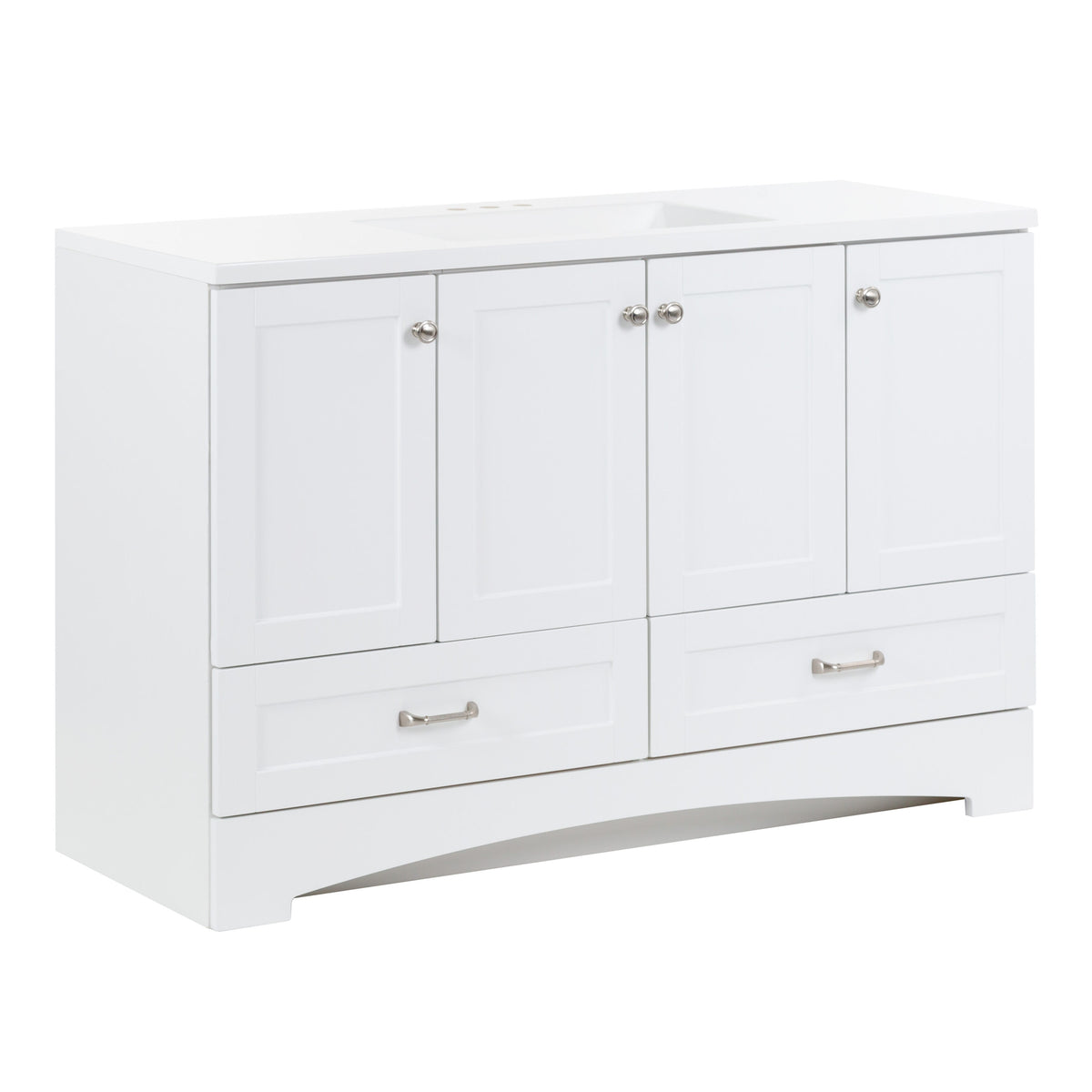 Diamond NOW Cassidy 48.5-in White Single-Sink Bathroom Vanity with White Cultured Marble Top