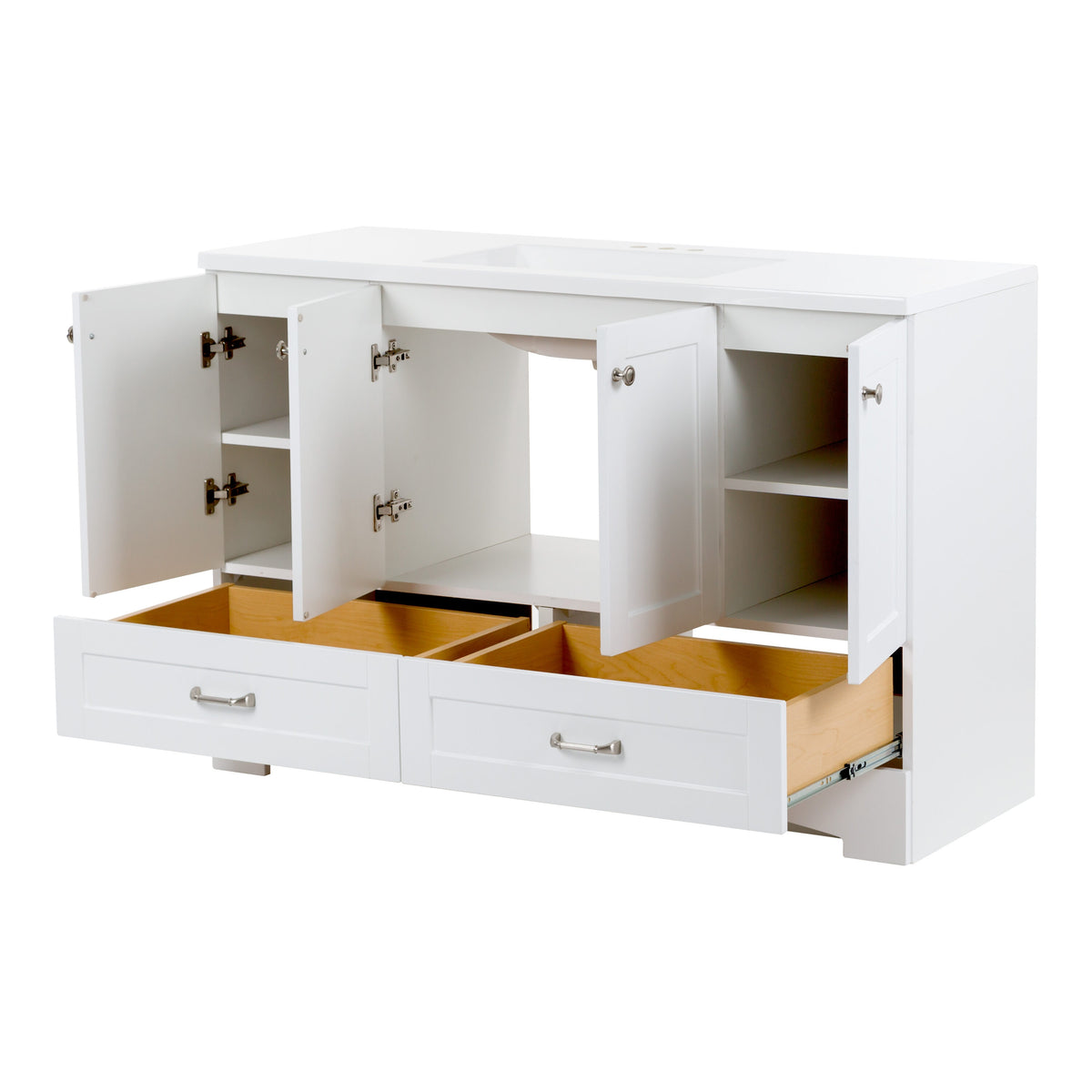 Diamond NOW Cassidy 48.5-in White Single-Sink Bathroom Vanity with White Cultured Marble Top