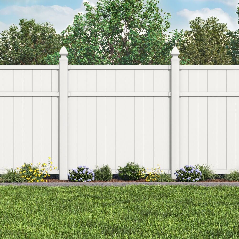 Freedom Brighton 6-ft H x 6-ft W White Privacy Vinyl Flat-top