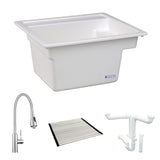 Mustee 25x22 White Drop-In Laundry Sink with Faucet and Drain