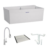 Mustee 25-in x 40-in 2-Basin Wall Mount Laundry Sink with Faucet