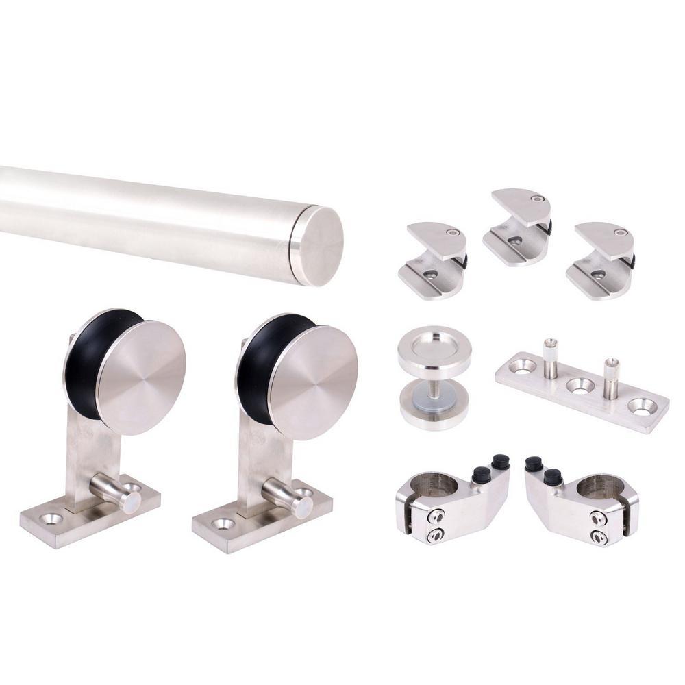 Top Mount 60 in. Stainless-Steel Barn Style Sliding Door Track and Hardware Set - Super Arbor