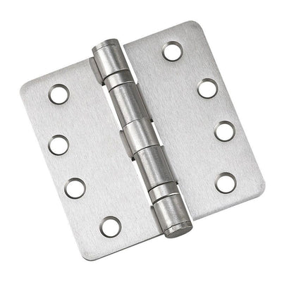(3-Pack) 4 in. x 4 in. x 1/4 in. Radius Brushed Nickel Ball Bearing Butt Hinge