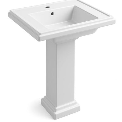 KOHLER Tresham Ceramic Pedestal Bathroom Sink Combo with Overflow Drain in White