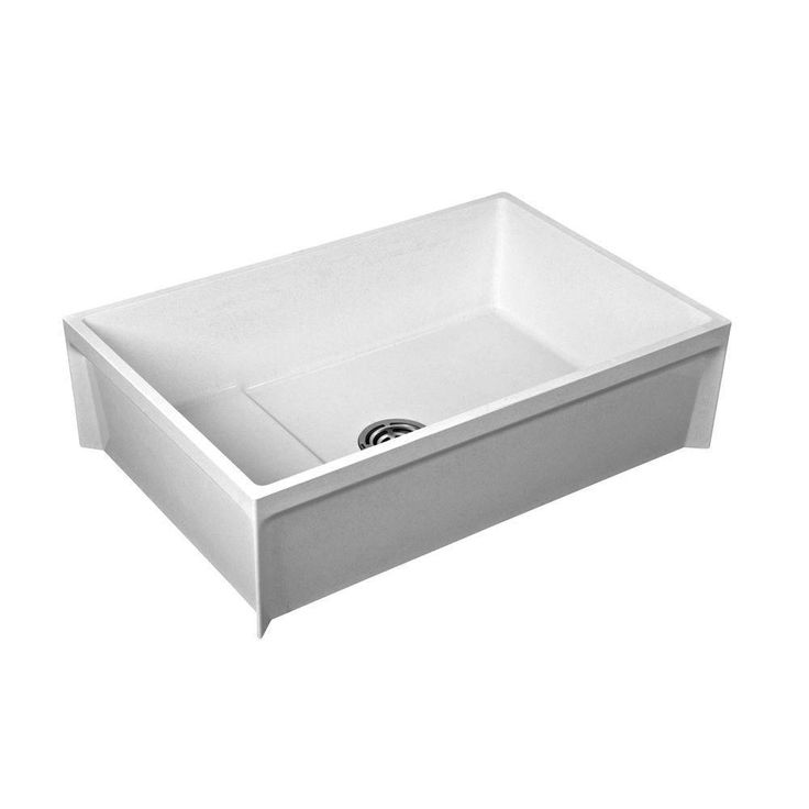 24 in. x 36 in. x 12 in. Molded Stone Floor-Mount Mop Service Basin Tu ...