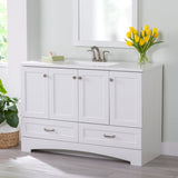 Diamond NOW Cassidy 48.5-in White Single-Sink Bathroom Vanity with White Cultured Marble Top