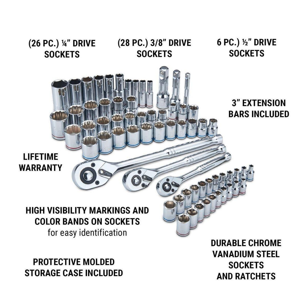 66 Pc 1/4 in., 3/8 in., 1/2 in. Drive SAE & Metric Hi-Vis Socket