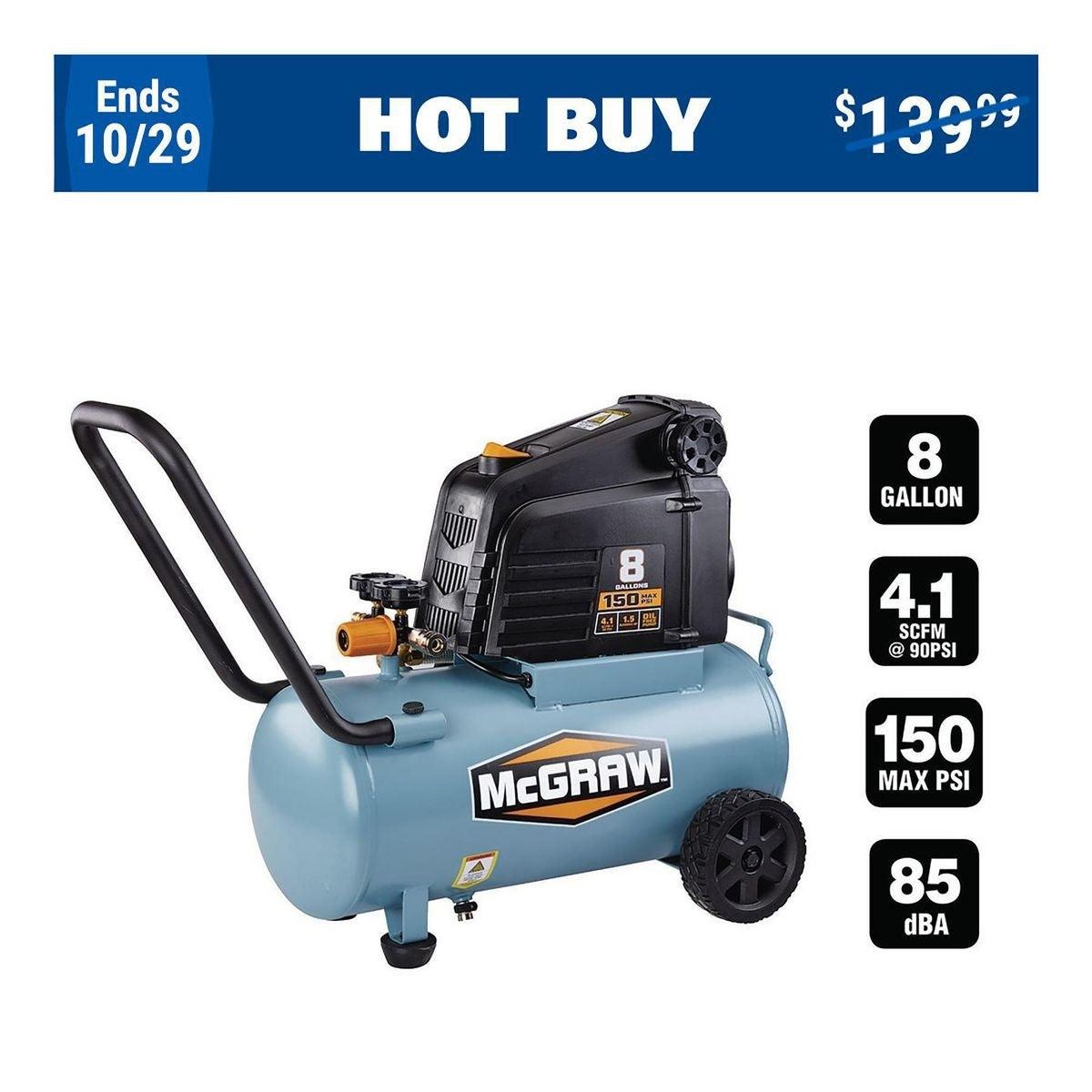 8 gallon 1.5 HP 150 PSI Oil-Free Portable Air Compressor – Super Arbor