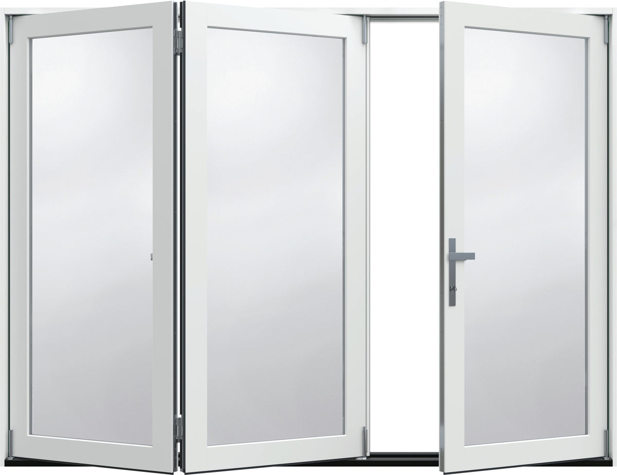 JELD-WEN F-4500 108-in x 80-in x 5-5/8-in Jamb Primed Fiberglass 3-Panel Left-Hand Folding Patio Door with Low-E Tempered Glass