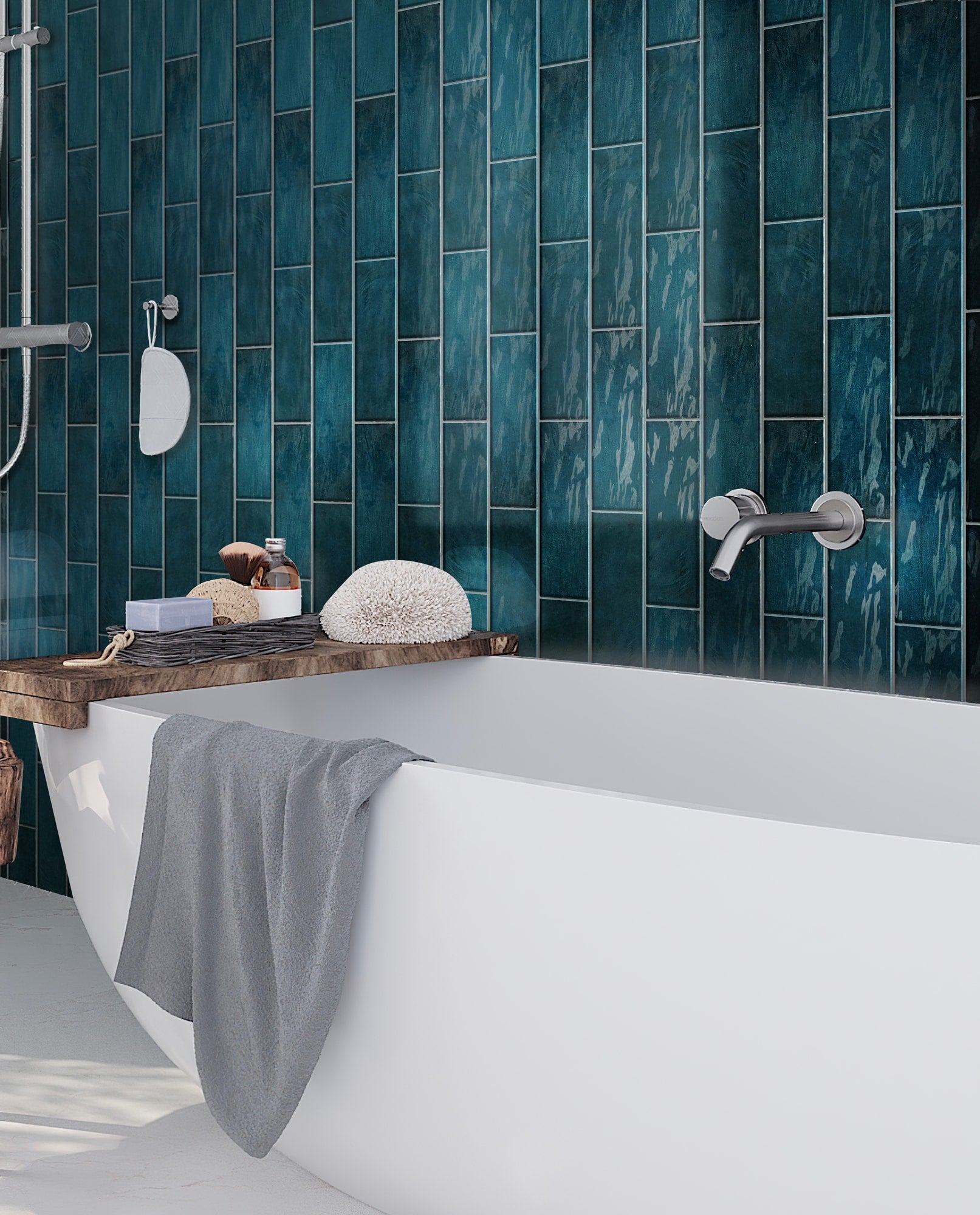 A single green leaf against a white background.