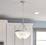 Kichler Kona Cay 3-Light Distressed Antique White Coastal Frosted Glass Bowl Medium Hanging Pendant Light