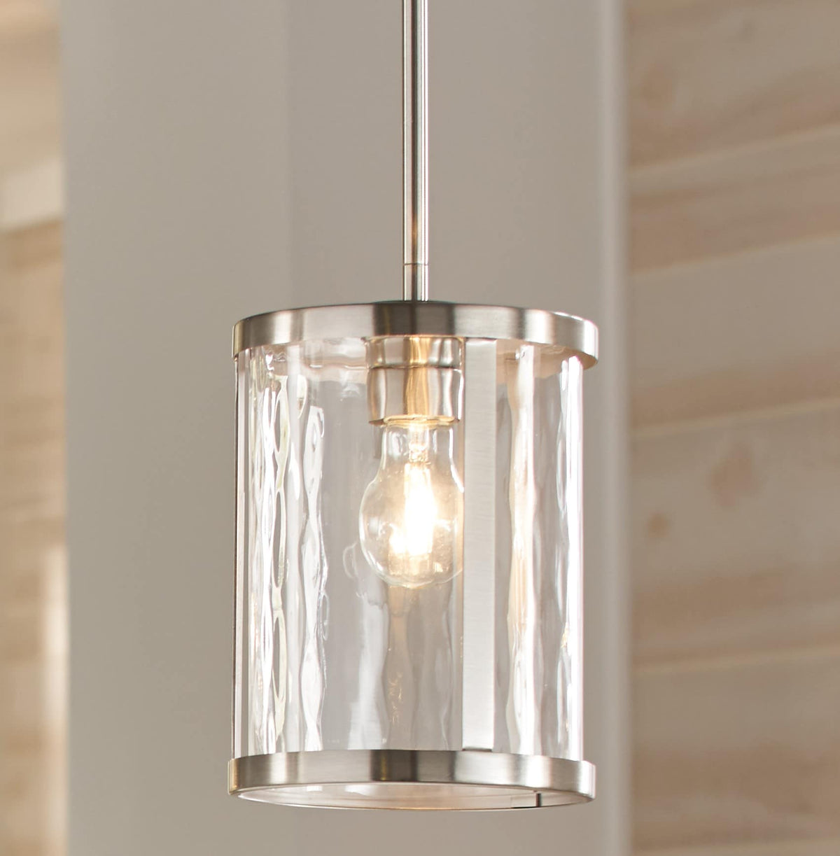 Kichler Marita Brushed Nickel Transitional Clear Glass Cylinder Pendant Light