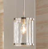 Kichler Marita Brushed Nickel Transitional Clear Glass Cylinder Pendant Light