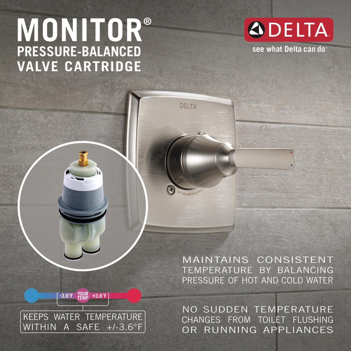 Delta Classic 0.5-in ID Stainless Bathtub/Shower Valve Trim, Single-Handle (T13020-SS)