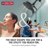 Delta Universal Showering Components Matte Black 5-Spray Dual/Combo Shower Head with Hand Shower, 1.75 GPM (6.6 LPM), 6.88-in