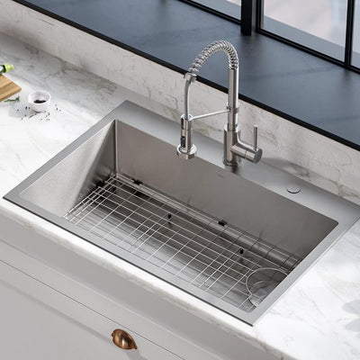 Loften Undermount/Drop-In Stainless Steel 33 in. 1-Hole Single Bowl Kitchen Sink