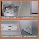 ExBrite Opale 24-in x 30-in Lighted LED Fog Free Surface/Recessed Mount Silver- 30"h- Left Mirrored Soft Close Medicine Cabinet with Outlet
