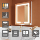 ExBrite Opale 24-in x 30-in Lighted LED Fog Free Surface/Recessed Mount Silver- 30"h- Left Mirrored Soft Close Medicine Cabinet with Outlet