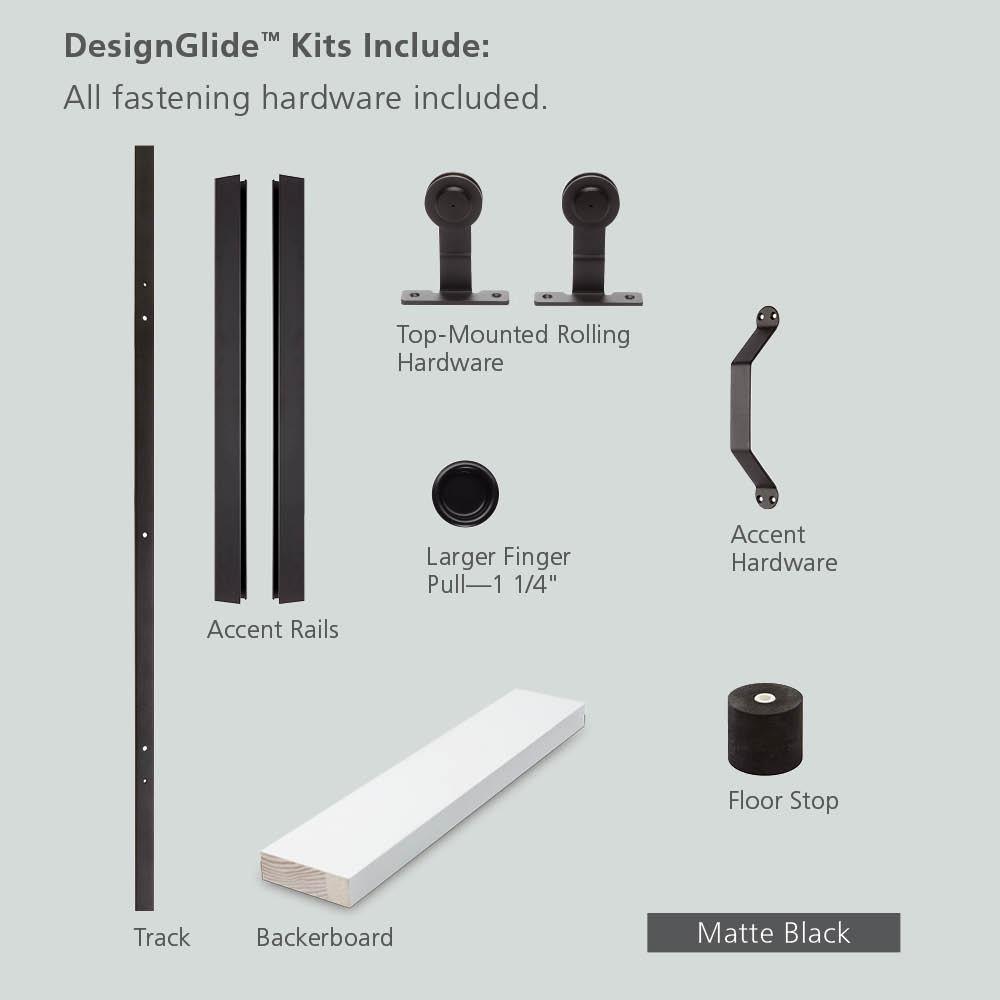 36 in. x 80 in. DesignGlide Farmhouse Unfinished Solid Wood 6-Lite Obscure Glass Sliding Barn Door & Black Hardware Kit - Super Arbor