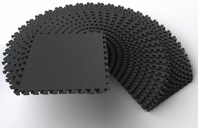 BalanceFrom Puzzle Exercise Mat with EVA Foam Interlocking Tiles, Black, 144 sq. ft.