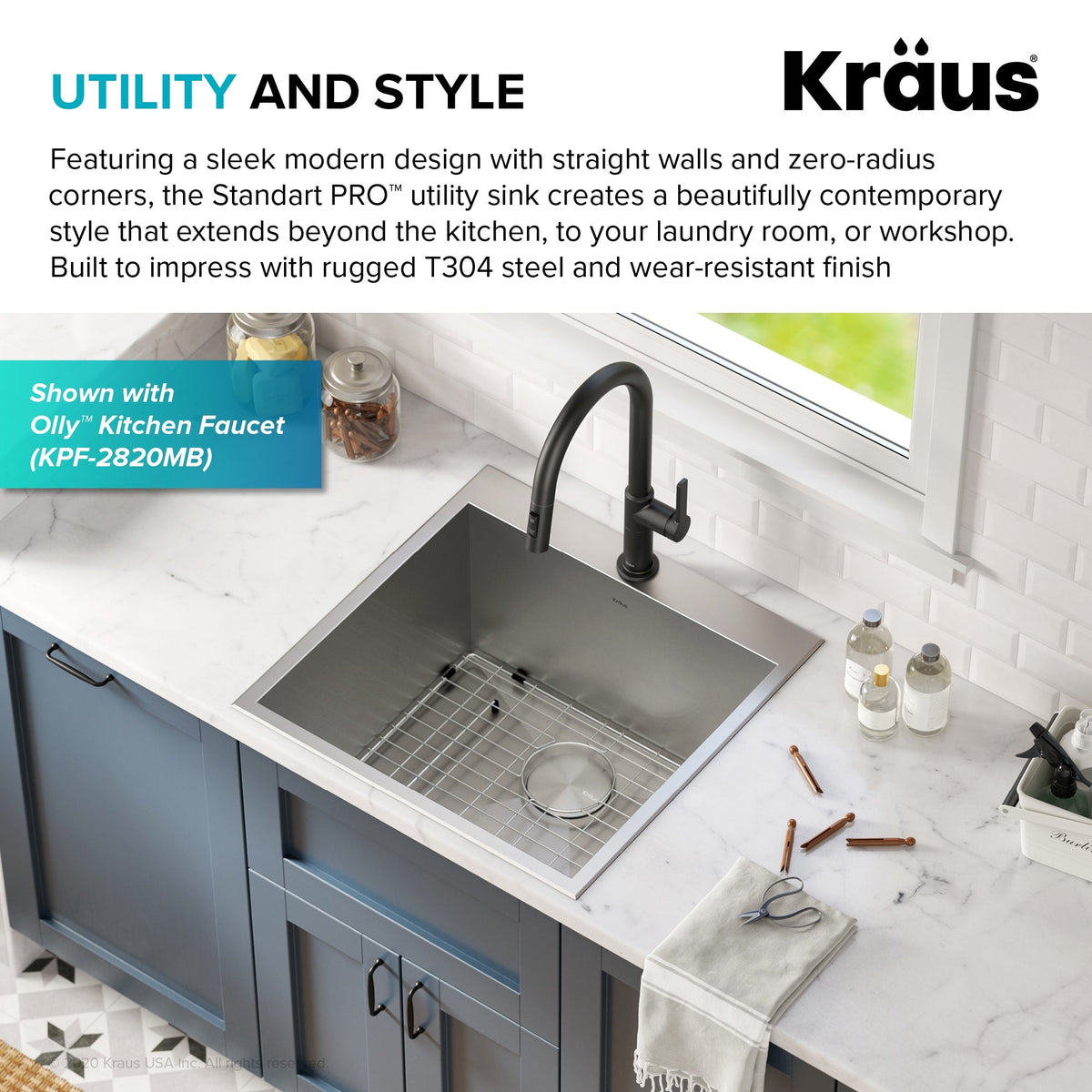 Kraus Standart PRO 22-inch Stainless Steel Drop-In Laundry Sink