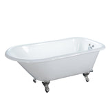 Abbey 48 in. Cast Iron Roll Top Clawfoot Non-Whirlpool Bathtub in White with Faucet Holes and Polished Chrome Feet - Super Arbor