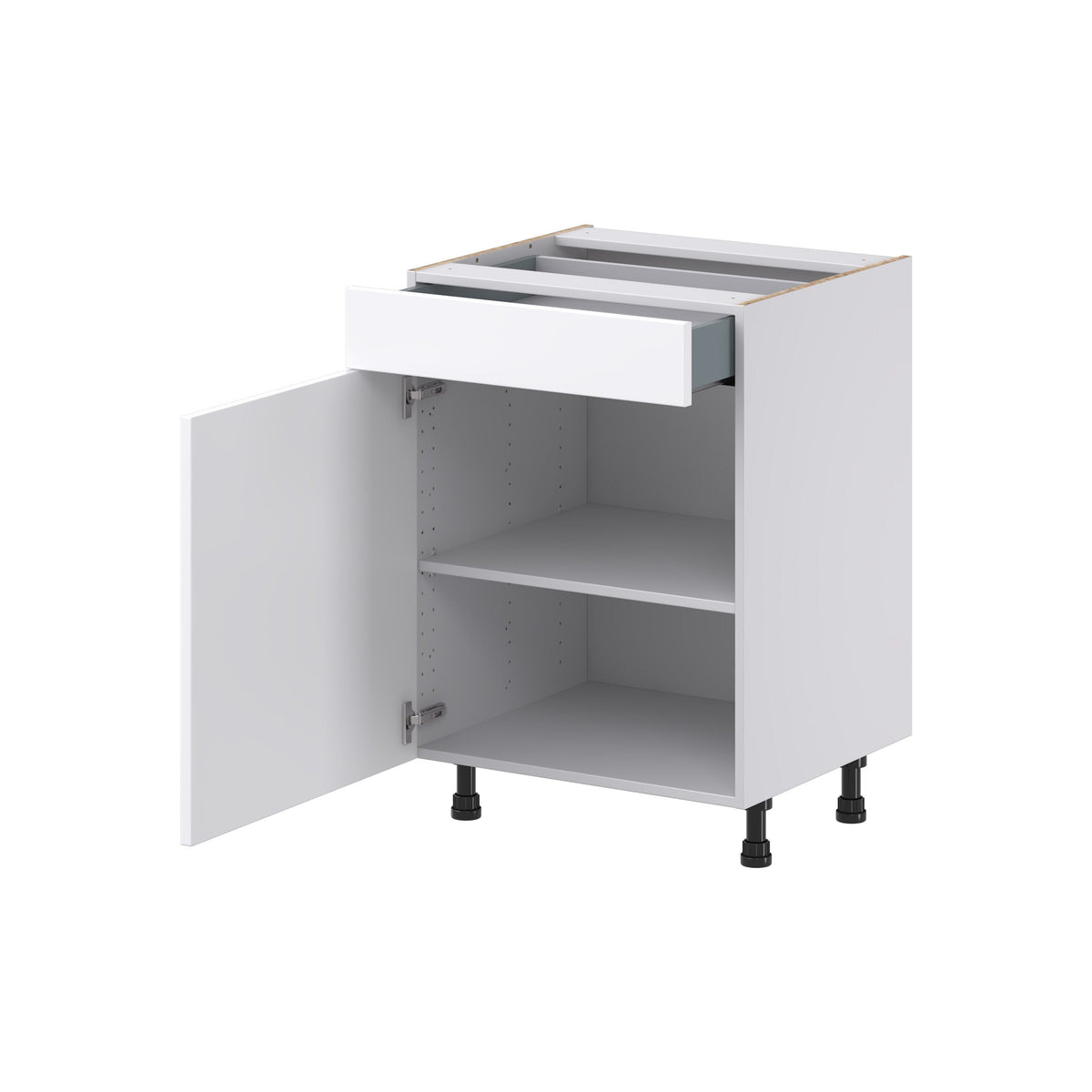 Hugo&Borg Lasalle 24-in W x 34.5-in H x 21-in D Bright White Slab 1-Drawer Base Fully Assembled Cabinet (Flat Panel Slab Door Style)