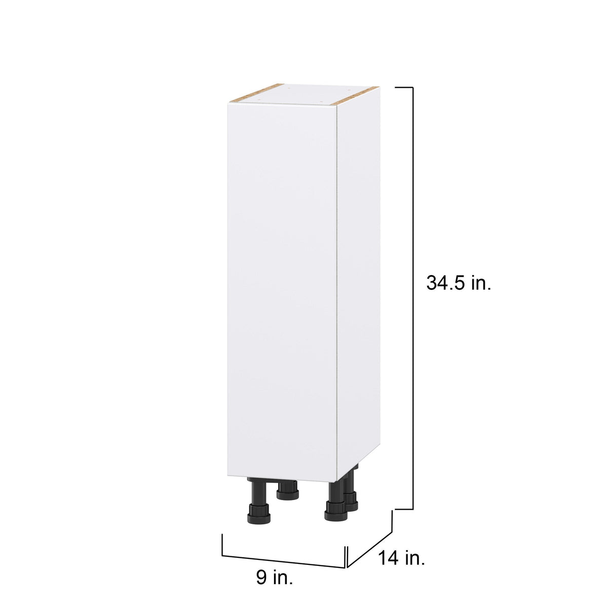Hugo&Borg Lasalle 9-in W x 34.5-in H x 14-in D Bright White Slab Base Fully Assembled Cabinet (Flat Panel Slab Door Style)
