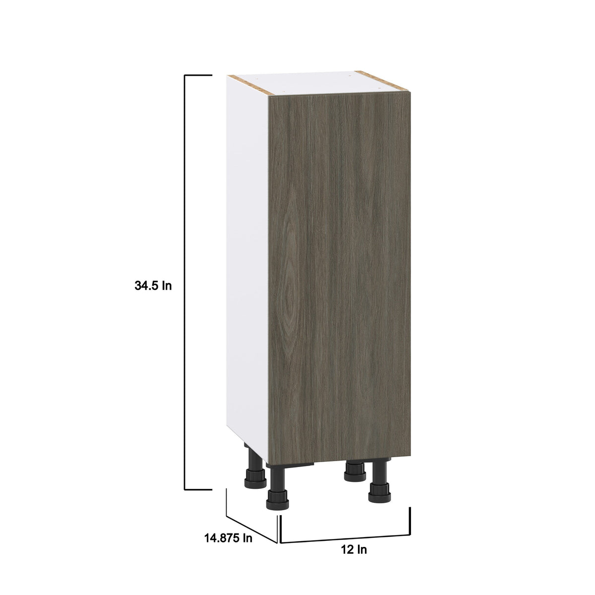 Hugo&Borg Savane 12-in W x 34.5-in H x 14-in D Textmel Base Fully Assembled Cabinet (Flat Panel Slab Door Style)
