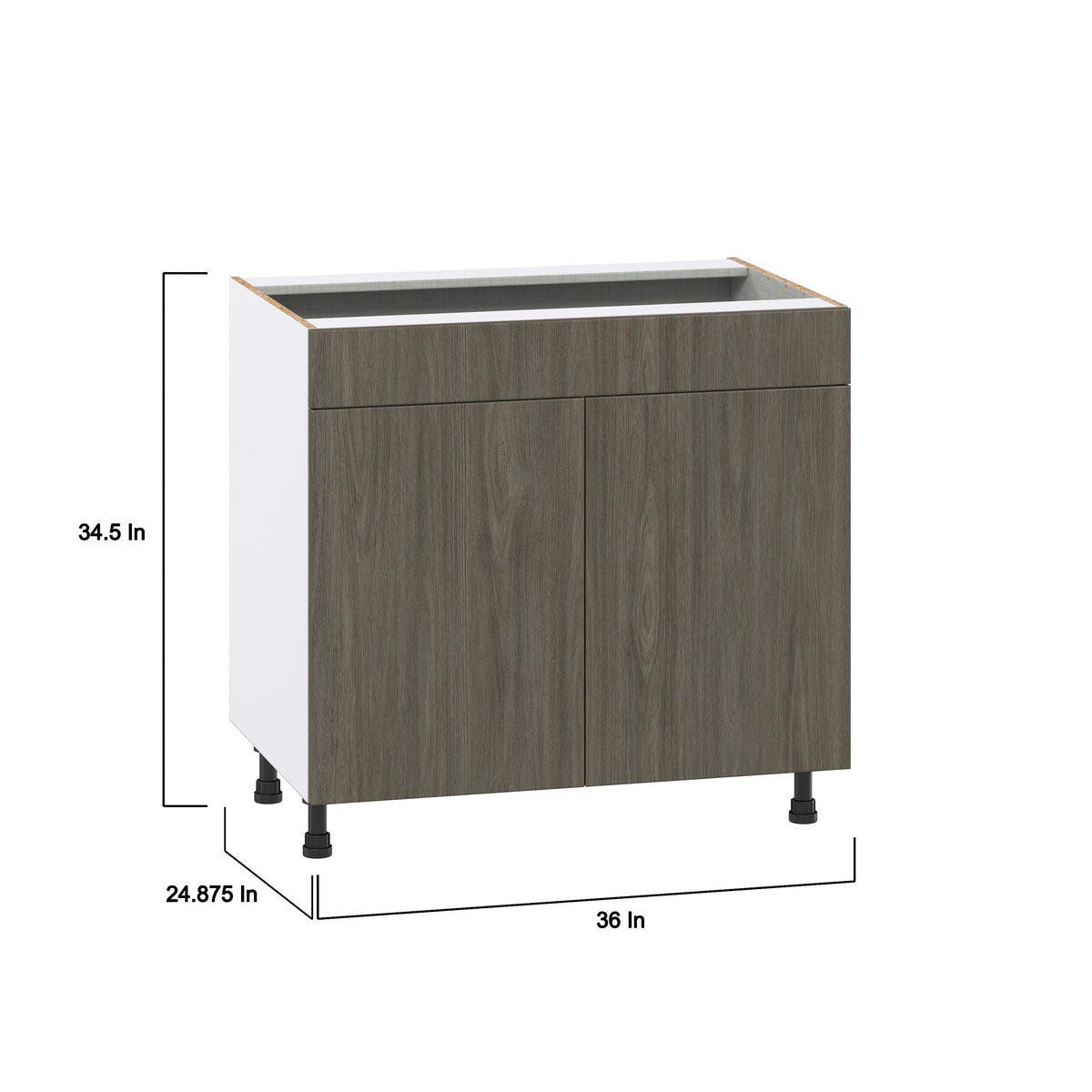 Hugo&Borg Savane 36-in W x 34.5-in H x 24-in D Textmel Base Fully Assembled Cabinet (Flat Panel Slab Door Style)