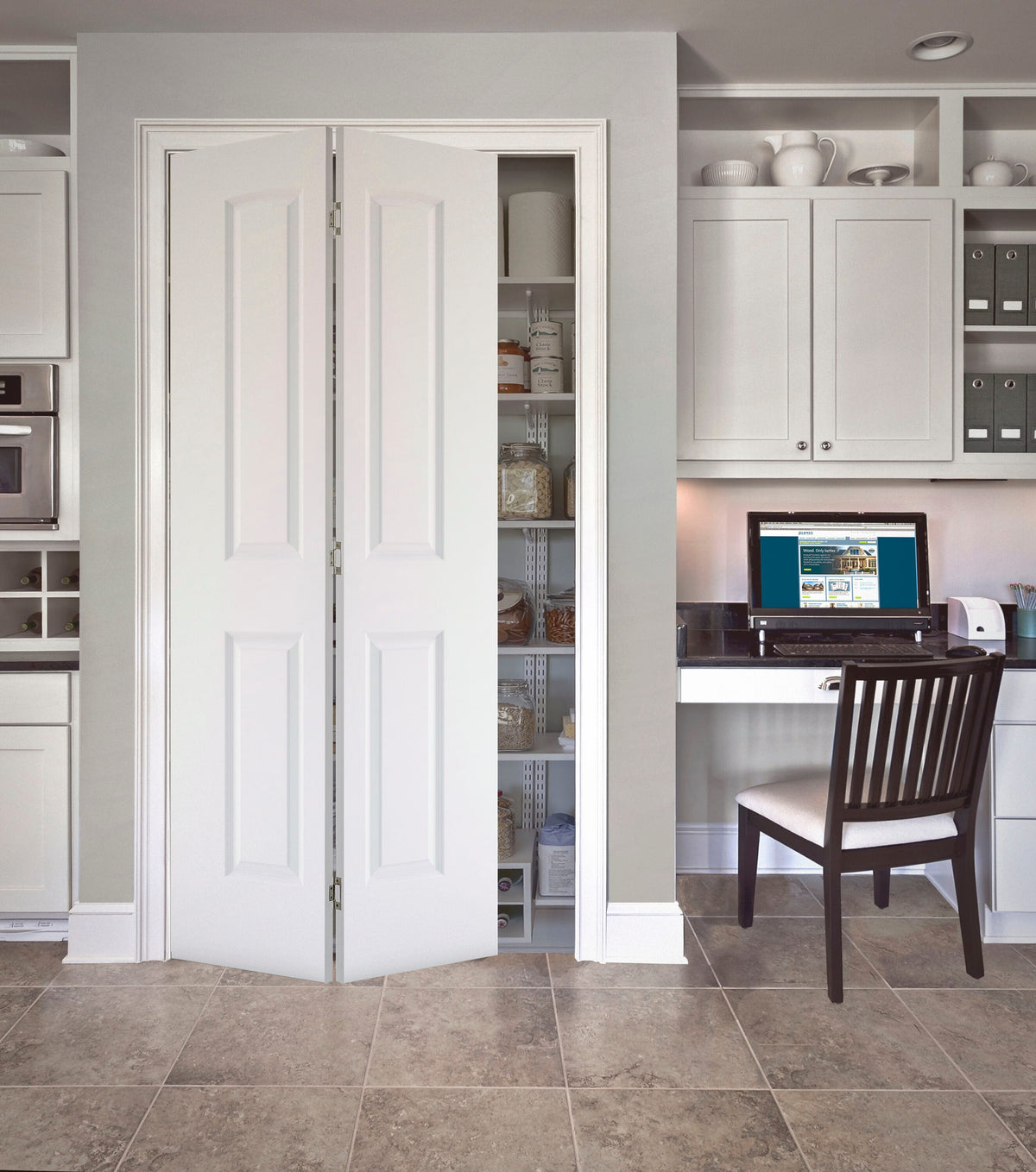 JELD-WEN Continental 24-in x 80-in White 2-Panel Round Top Prefinished Molded Composite Bifold Door (Hardware Included)