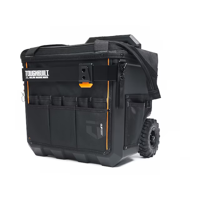 TOUGHBUILT Massive Mouth Hard Bottom XL Black Polyester 18-in Zippered Rolling Tool Bag