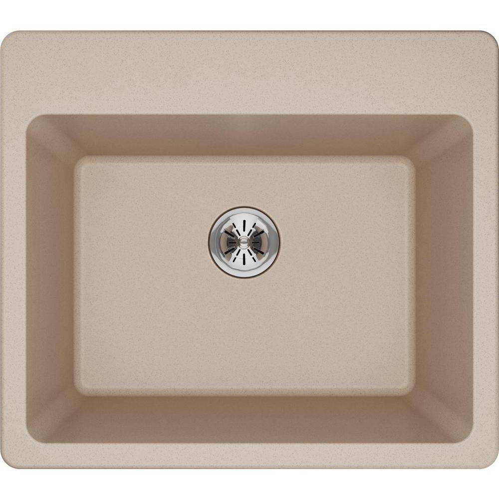 Quartz Classic Perfect Drain Drop-In 25 in. Laundry Sink in White - Super Arbor