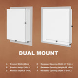 ExBrite Opale 28-in x 30-in Lighted LED Fog Free Surface/Recessed Mount Silver- 30"h Mirrored Soft Close Medicine Cabinet with Outlet