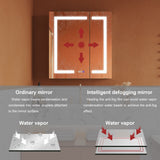 ExBrite Opale 28-in x 30-in Lighted LED Fog Free Surface/Recessed Mount Silver- 30"h Mirrored Soft Close Medicine Cabinet with Outlet