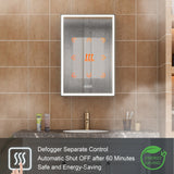 WELLFOR W12 53-in x 30-in Lighted LED Fog Free Surface/Recessed Mount Anodized Black Aluminum Mirrored Soft Close Medicine Cabinet with Outlet
