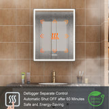 WELLFOR W12 48-in x 30-in Lighted LED Fog Free Surface/Recessed Mount Anodized Black Aluminum Mirrored Soft Close Medicine Cabinet with Outlet
