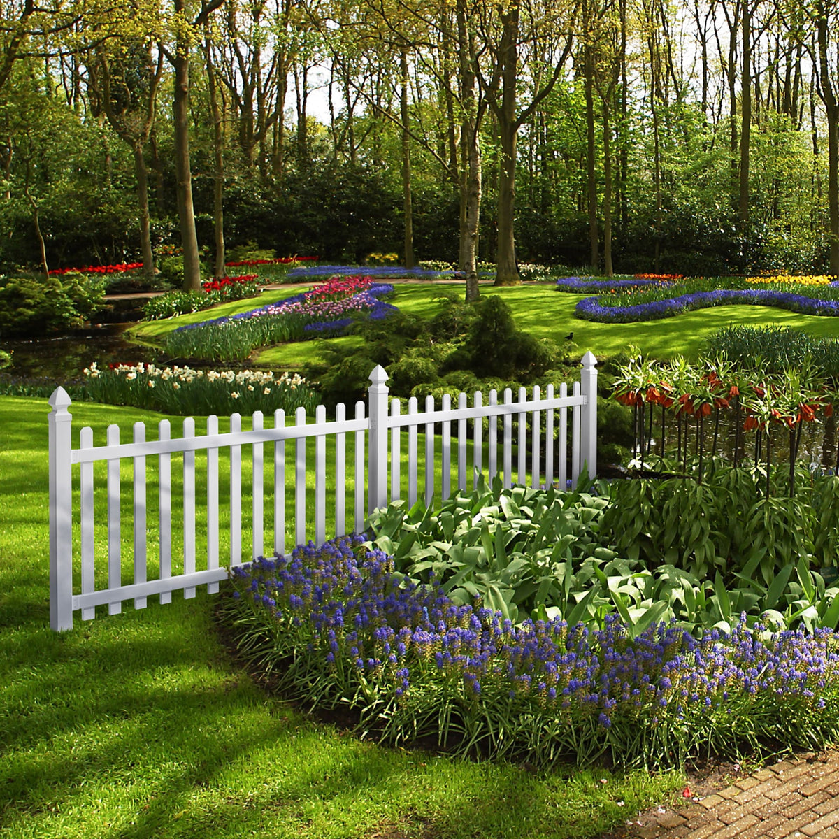 Outdoor Essentials Yorktown 4-ft H x 8-ft W White Vinyl Dog Ear Fence Panel (Unassembled)