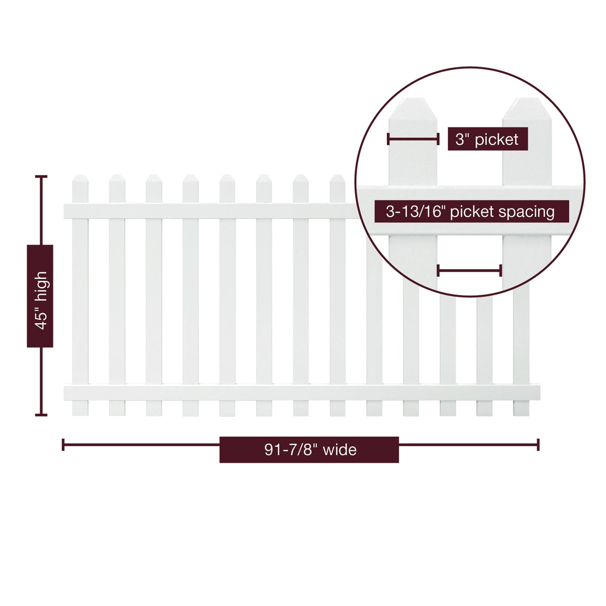 Outdoor Essentials Yorktown 4-ft H x 8-ft W White Vinyl Dog Ear Fence Panel (Unassembled)