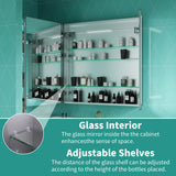 ExBrite Ethos 36-in x 36-in Lighted LED Fog Free Surface/Recessed Mount Silver Mirrored Soft Close Medicine Cabinet with Outlet
