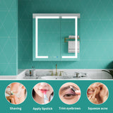 ExBrite Ethos 36-in x 36-in Lighted LED Fog Free Surface/Recessed Mount Silver Mirrored Soft Close Medicine Cabinet with Outlet