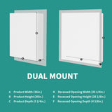 ExBrite Ethos 36-in x 36-in Lighted LED Fog Free Surface/Recessed Mount Silver Mirrored Soft Close Medicine Cabinet with Outlet