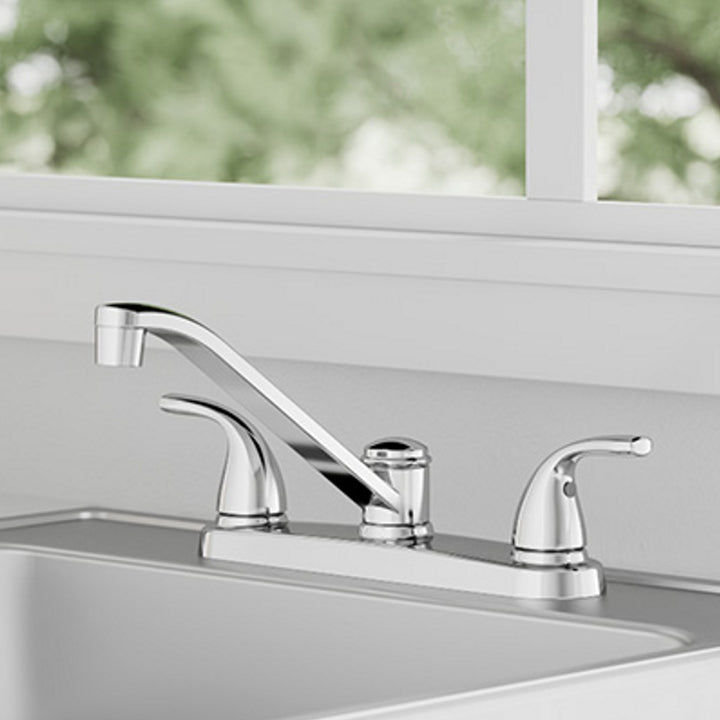 Project Source Dover Chrome 2-Handle Deck-Mount Low-Arc Kitchen