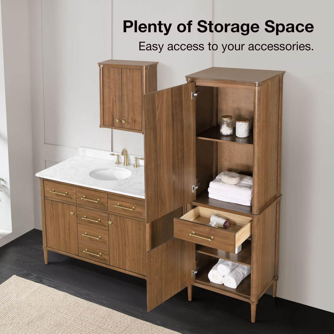 allen + roth Rian 24-in x 72-in x 16-in Walnut Wood Freestanding