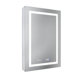 WELLFOR V11 24-in x 36-in Lighted LED Fog Free Surface/Recessed Mount Silver Mirrored Soft Close Medicine Cabinet with Outlet
