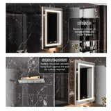 WELLFOR V11 24-in x 36-in Lighted LED Fog Free Surface/Recessed Mount Silver Mirrored Soft Close Medicine Cabinet with Outlet