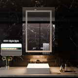 WELLFOR V11 24-in x 36-in Lighted LED Fog Free Surface/Recessed Mount Silver Mirrored Soft Close Medicine Cabinet with Outlet