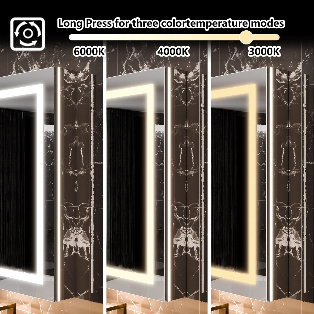 WELLFOR V11 60-in x 36-in Lighted LED Fog Free Surface/Recessed Mount Silver Mirrored Soft Close Medicine Cabinet with Outlet